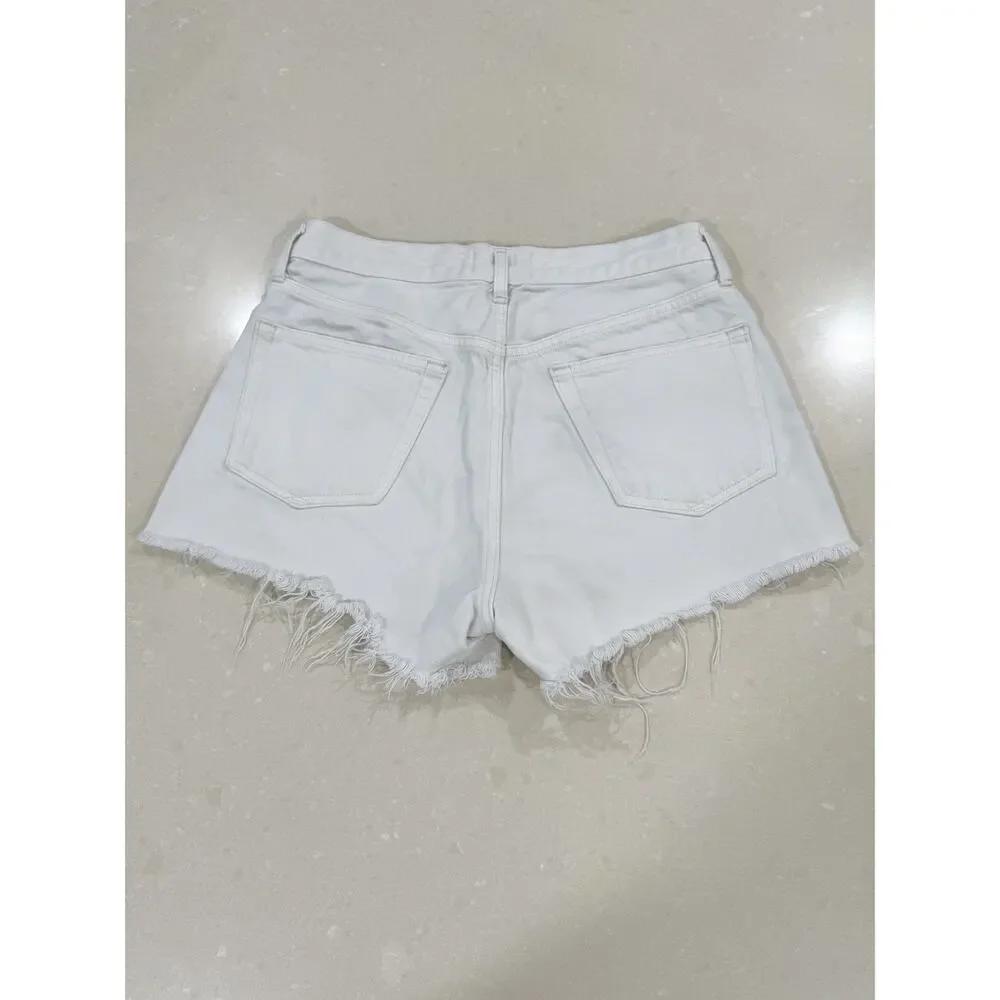 Agolde Parker Jean Denim High Rise Cutoff Shorts White 26